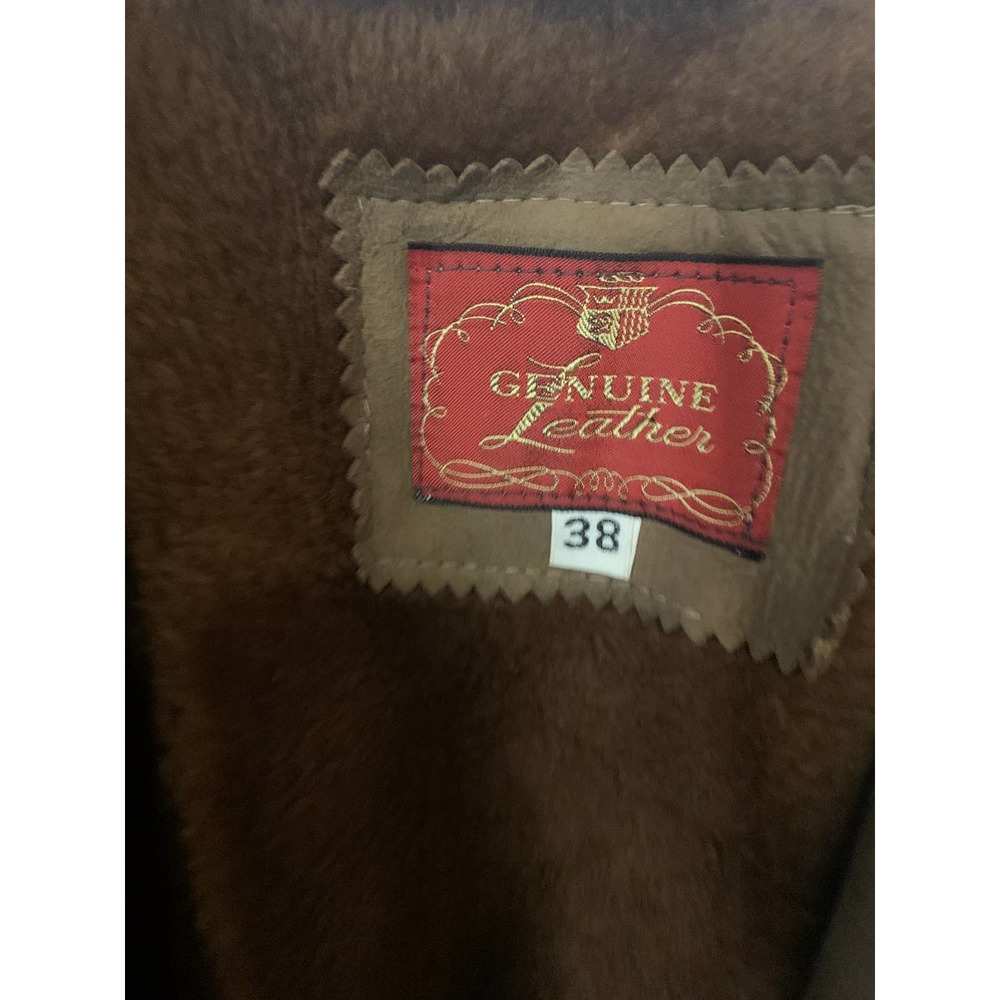 R. Sherman Brown Genuine Leather Button Front Jacket oversized - Picture 2 of 10